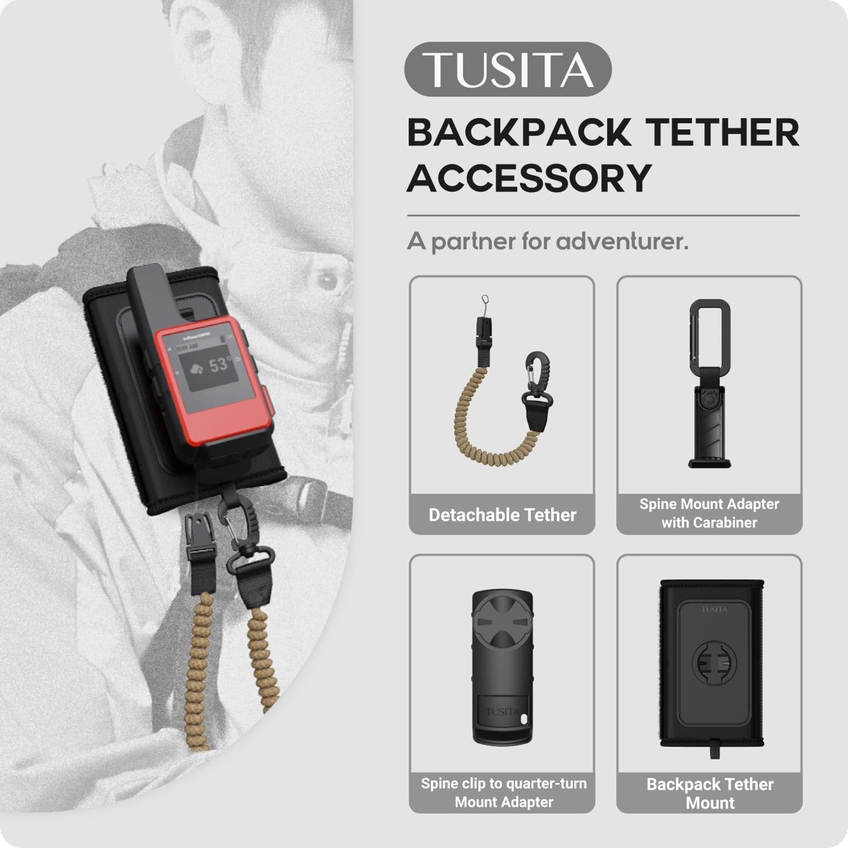 Backpack Tether Mount for Garmin inReach Mini & Handhelds — view 3