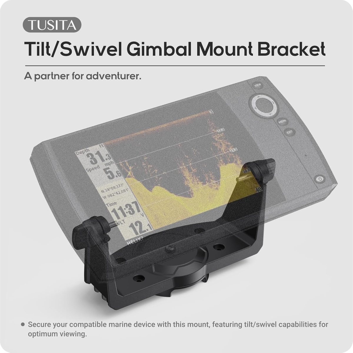 Gimbal Mount Bracket & Knobs for Humminbird HELIX 7 — view 2