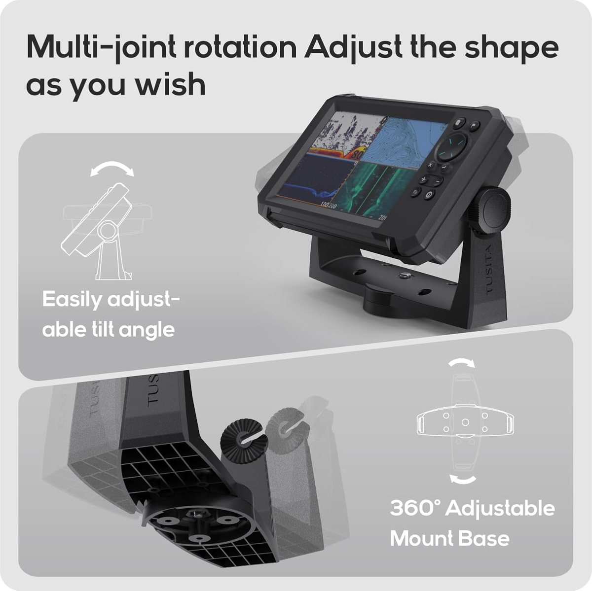 Gimbal Mount Bracket & Knobs for Lowrance HOOK2 / HOOK Reveal 7 — view 4