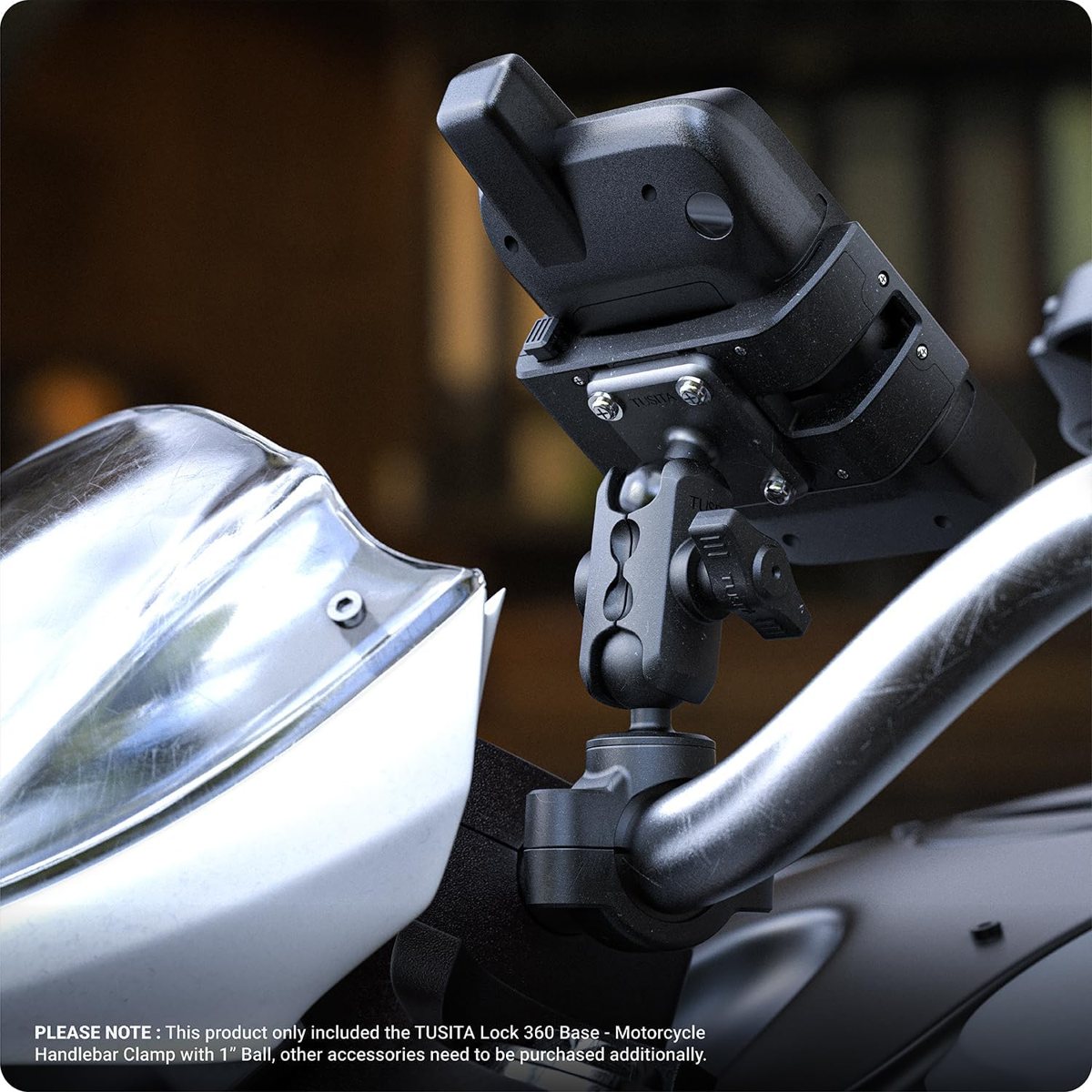 Motorcycle Handlebar Rail Base with 1″ Ball — Small — view 5