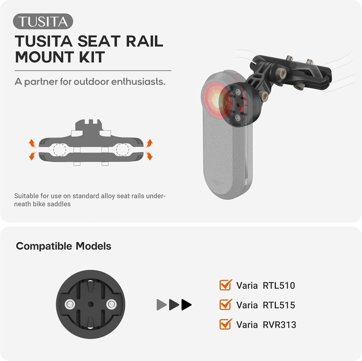 Seat Rail Mount Kit for Garmin Varia — view 2